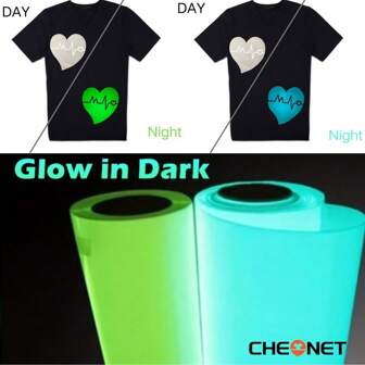 CHEONET-夜光热转印膜卷-30X30cm，30X100cm，夜光热转印膜，适用于T恤、DIY服装、熨烫印花、工艺材料