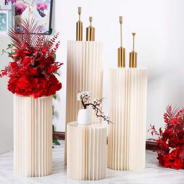 Juego de decoración de mesa de postres de boda de alta gama: Columna romana + Guía de camino + Mesa de exhibición plegable, solución integral para fiestas