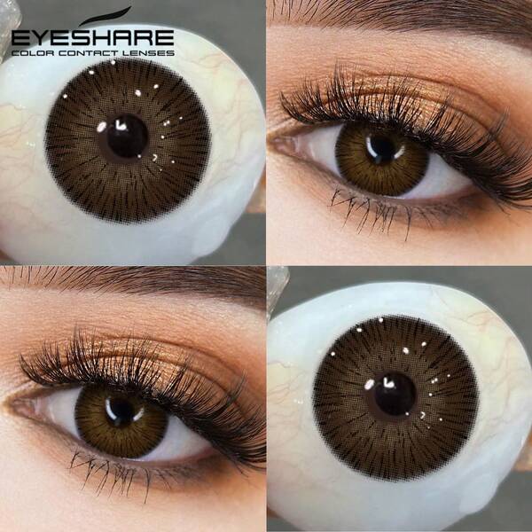 EYESHARE EYESHARE Lentilles de contact colorées pour les yeux 2 pièces/paire Lentilles oculaires chocolat Belles pupilles grises Lentilles de mode bleues Lentilles de contact douces marron Maquillage de beauté Lentilles de contact Utilisation annuelle 14,5 mm Costume d'Halloween Cosplay