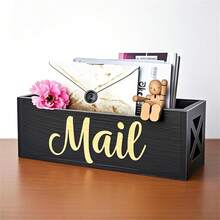 台面邮件架 信件收纳盒 乡村风格木质邮件架 信封文件纸夹 返校 - 黑色 - 查看 6