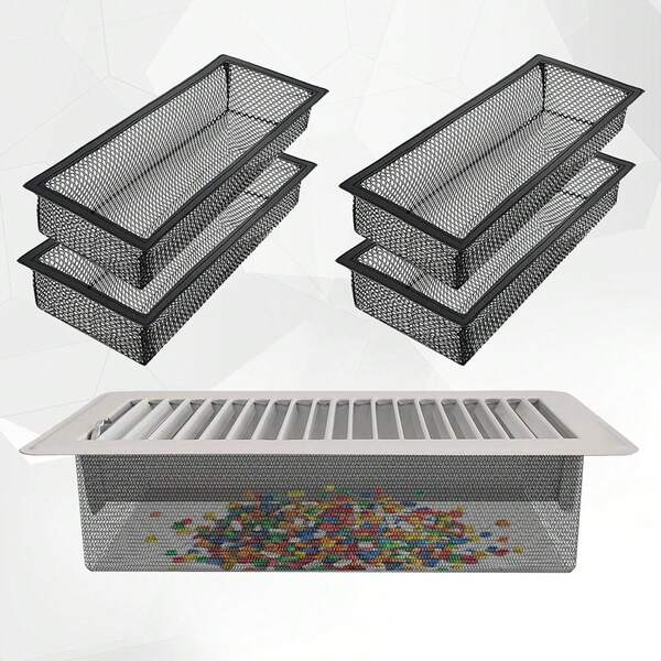 4个10/12英寸地板通风口盖，适用于墙壁、天花板、地板，可收集碎屑、毛发、灰尘、玩具等，易于安装，家居厨房房间装饰工具配件