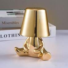 Bedside Touch Control Table Lamp, Thinker Golden Man Statue LED Table Lamp, USB Rechargeable, 3-Speed Dimmer, Home Living Room Office Decorative Table Lamp. - Gold 5 - View 1