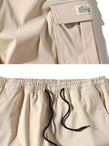 1 件男士轻便休闲工装短裤，透气，适合夏季户外 - 卡其色 - 查看 5