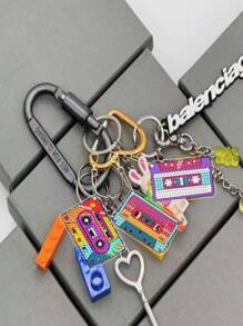 8pcs/Set Cartoon Cassette Tape Style 5D Diamond Painting Keychains, Includes Diamond Painting Tools & Materials, Great DIY Gift For Art Lovers And Beginners