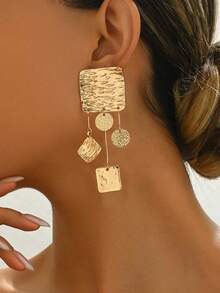 1 Pair Geometric Metal Stylish Fashion Earrings - Yellow Gold - View 4