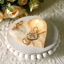 10支/4支/1支装家居装饰香氛蜡烛，木质烛台，新娘礼物烛台，复古木质心形烛台，适用于冥想、酒店或婚礼装饰、现代家居蜡烛、房间装饰、生日毕业礼物、DIY乡村农舍桌面装饰（芦苇草、满天星随机组合发货），感恩节、新年、圣诞节、情人节装饰烛台