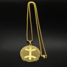 Collana con pendente con simbolo berbero africano per uomo e donna, in acciaio inossidabile color oro/argento, gioiello con catena con lettera amazigh