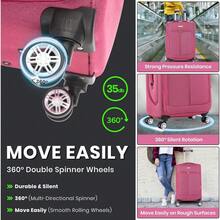 Deluxe Edition 29" Large Suitcase Super Lightweight Luggage 20% Expandable 4 Wheel Spinner Soft Shell Check In Luggage For 23kg - Pink - View 5