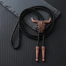 1 pieza Corbata de bolo con cabeza de buey estilo occidental hecha a mano, collar ajustable deslizante, accesorio rústico de país para fiesta, uso casual unisex para boda, fiesta, padrinos de boda, mejor opción como regalo