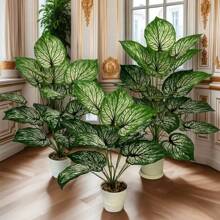1pc Large Artificial Dieffenbachia Plant - Multipurpose Fake Green Decor For Home And Office, Suitable For Various Room Types, Ideal Choice For Christmas, Halloween, Easter And Thanksgiving, Made Of Plastic, No Container, No Power Required
