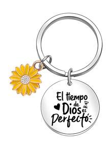 1 件西班牙励志名言“完美时机就是现在”字母钥匙扣，雕刻激励礼物，适合同事、教师、学生汽车配件包饰学校可爱哥特 Y2k