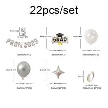 PROM 2025 Graduation Party Decorations, Balloons & Graduation Cap Set - Multicolor - View 7