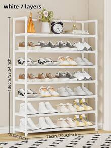 1 pieza Estantería para zapatos extendida de 3-7 niveles, estantería de almacenamiento de alta capacidad para el hogar, dormitorio, residencia estudiantil, organizador de zapatos simple con marco de metal, solución de almacenamiento y decoración perfecta para el dormitorio, soporte portátil para exhibición de zapatos - Multicolor - Ver 16