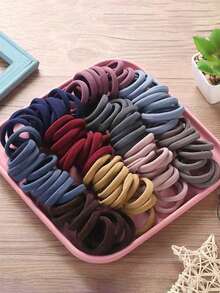 200pcs/10pcs Women 4cm/1.57in All-Match Blue, Red, Khaki, Pink, Gray Mix Color High Elasticity Non-Damaging Hair Ties, Fashionable Versatile Elegant Minimalist Hair Accessories Suitable For Daily Outing, Leisure, Party, Commute, Vacation, Washing Face, Bathing, Makeup, Hairstyles, Outfit Matching Ponytail Holders Hair Elastics Hair Rubber Bands Scrunchies Hair Rope, Hair Bobbles ,Gym Sport Outfit Hairbands Head Accessories Elastic Band - Multicolor - View 1
