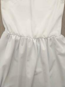 2 件套卡通穴居人主题白色不对称肩部连衣裙简约设计，白色骨头发饰，派对服装，角色扮演服装，万圣节服装 - 白色 - 查看 6