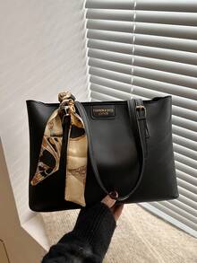 This Fashionable And Minimalist Solid Color Letter Print Shoulder Tote Bag Comes With A Scarf, Suitable For Shopping, Carrying Wallets, And Casual Outings, Especially Suitable For Young Women, College Students, Young Professionals, And White-Collar Workers. It Is Also Very Suitable For Office, University, Work, Business, Commuting, Outdoor Activities, Travel And Hiking Occasions.