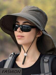 1pc Protective Sunhat, Summer Outdoor UV Resistant Sun Hat With Neck Cover, Breathable Foldable Fishing Hat, Suitable For Daily Outing - Dark Grey - View 7