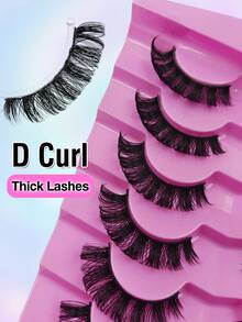 7 Pairs D Curl Russian Strip Lashes Wispy Fluffy Volume False Eyelashes Thick Dense Eyelashes Curly Dramatic Cross Faux Mink Eyelashes Extension Makeup Strip Lashes, Lashes, Eyelashes, Fake Lashes - Fluffy Lashes - View 2