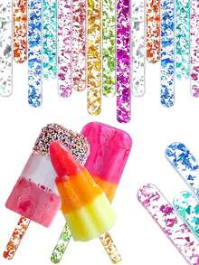 50/20/5pcs Reusable Vibrant Acrylic Popsicle Sticks, Reusable Ice Cream/Popsicle Makers, Back-To-School Essentials For Students, For Popsicle Molds, Cake Pops, Candy Desert DIY Crafts, Summer Cooling DIY Tools, Home, Outdoors, Shops, Schools, Restaurants Freezer & Kitchen Accessories - Multicolor - View 1