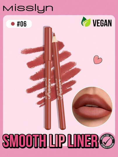 Misslyn Smooth Lip Liner Pencil, Long-Lasting Color, Intense Lip Color, Glides On Smoothly, Lip Liner, Natural Makeup Effect, High Color Payoff, Soft Pencil Core, Long-Lasting Smooth, Ultra-Matte Lip Liner Pencil, Brand Cosmetics, Facial Makeup Products, Suitable For Women And Girls, Winter Essential, Y2K Style, Fashion Versatile, Great Birthday Gift, Valentine's Day Gift, Party Essential, New Year Gift, Best Colors, Cruelty-Free And Vegan