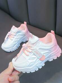 1 双女孩可爱时尚渐变色 PU 设计休闲运动鞋，适合日常穿着、上学、运动、所有季节 - 彩色 - 查看 4