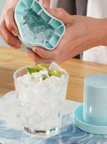 3D Silicone Portable Ice Mold, Easy Release Silicone Ice Cube Mold, Holds Up To 60 Ice Cubes For Making Ice Creams Yogurt Candy, Ice Cube, Easy Release, Multi-Cell Plastic Ice Cube Tray, Simple Bucket Shaped Design Ice Making Mold, With Lid