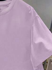 Girls' Leopard Print Bow Graphic Round Neck Short Sleeve T-Shirt, Casual Style For Spring/Summer - Purple - View 5