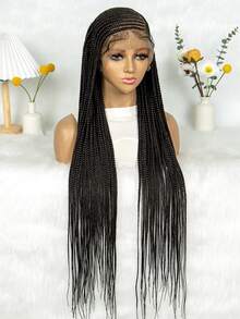 Fashionable Braided Synthetic Lace Front Wig, Beginner-Friendly Design, Heat Resistant For Women - màu đen - Xem 2