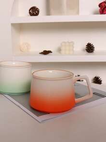 1 Stück 270ml Tasse im Ins-Stil aus Keramik mit Griff, Farbverlauf, Farbverlauf Farbe Latte Tasse, hochwertiger Nachmittagstee Tasse, modischer Becher/Rührkrug, Damen Bürotasse - Kaffeetasse mit Farbverlauf - Übersicht 5