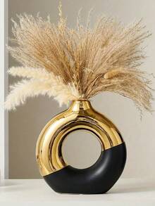 1个5.5英寸陶瓷甜甜圈花瓶，圆形花瓶，适合种植芦苇草，北欧现代装饰花瓶，陶瓷花瓶装饰品，适用于婚礼、卧室、客厅、咖啡桌、办公室、圣诞礼物等场合。（如果您对尺寸有疑问，请参考尺寸表并谨慎购买） - 彩色 - 查看 7