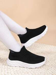 儿童低帮套脚休闲运动鞋 - 黑與白 - 查看 3