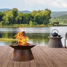 HI Feuerschale in Rostoptik Feuerstelle Gartenfeuer Feuerkorb Pflanzschale 50 cm