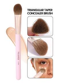 MAANGE 1pc Pointed Round Triangle Brush, Protable Smudge Cosmetic Brush Makeup Brush With Foundation Brush Blush Brush Loose Powder Brush Contour Brush Highlighter Brush Makeup Tools Gift For Women & Girl Travel Makeup Brush - 淺粉色 - 查看 1