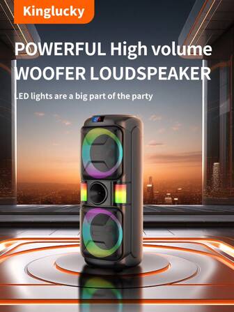  Kinglucky DR-80 Wireless Home Speaker With Maximum Peak Power Of With Two Eight-Inch Built-In Speakers With Super Clear Sound Quality, Accompanied By DJ Light Show And Perfect For Parties, Family Gatherings
