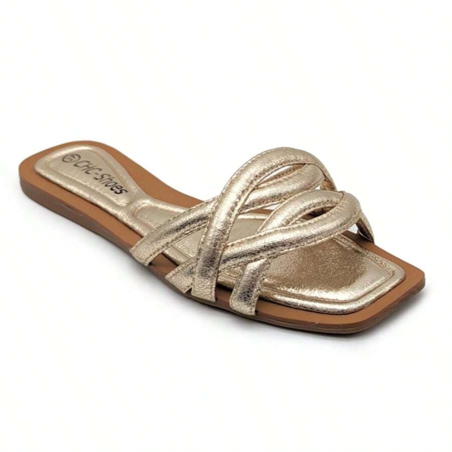 Dép đế bằng đơn giản, giản dị, thời trang mùa hè Dép đế bằng mùa hè cho nữ - Vàng - Xem 1