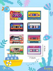 8pcs/Set Cartoon Cassette Tape Style 5D Diamond Painting Keychains, Includes Diamond Painting Tools & Materials, Great DIY Gift For Art Lovers And Beginners
