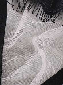 女士蕾丝睫毛蝴蝶结透明网眼睡袍，性感内衣裙