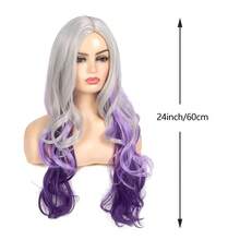 波浪渐变银灰色至紫色假发，侧分，外观自然，合成纤维，适合女性角色扮演和音乐节。 - 薰衣草紫 - 查看 5