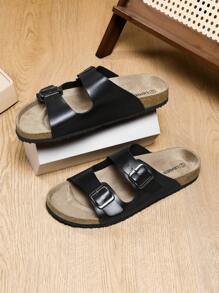 Sandalias tipo chanclas de hombre con suela de corcho y plantilla suave, cómodas sandalias de verano para usar en exteriores, en la playa o para caminar en pareja