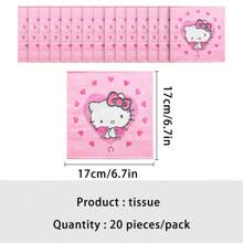 Sanrio Suministros para fiestas de cumpleaños temáticas de Anime Hello Kitty en color rosa, decoraciones de Año Nuevo como banderines, bolsas de regalo, vasos, platos y pañuelos desechables de papel