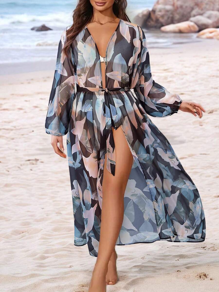 Plus Size Kimono Cover Up Summer Beach Vacation Casual Holiday Women Tops - Multicolor - View 1