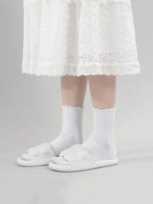 6 Pairs Of Ruffle Socks Women, Cute Breathable Casual  Ruffle Ankle Socks - 6 Pairs White6 - View 5