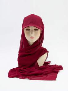 1pc Women's Spring/Summer/Autumn Chiffon Patchwork Baseball Cap Integrated Turban Hijab Scarf Hat, Sun Protection Hair Sleep Cap - Multicolor - View 20