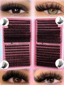 621/800/1 套 D 卷蓬松单根假睫毛,10-18mm 宽柄,DIY 浓密丰盈自然妆效可重复使用睫毛嫁接套装,包含化妆工具、胶水、定型液、睫毛夹和 2 支睫毛刷,适合日常、婚礼、约会、派对、旅行、春季等场合。 - 黑色 - 查看 6