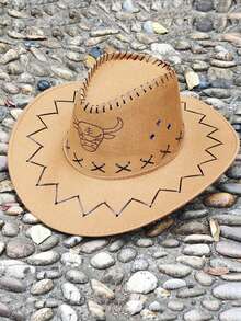 1pc New Summer Men's Windproof Leisure Wide Brim Sun Protection Hat, Suitable For Cycling, Hiking, Fishing, Outdoor Activities, Beach Walking, Fashion Drawstring Adjustable Randomized Design Sunny Hat - Multicolor - View 1