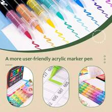 24 Colores Bolígrafos de Pintura Acrílica, Marcadores de Pintura Acrílica con Punta de Pincel Suave, Marcadores Acrílicos Impermeables de Secado Rápido para Lienzo, Pintura en Piedras, Madera, Vidrio, Cerámica, Tela, Manualidades DIY
