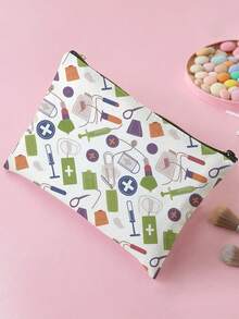 1pc Colorful Floral Bowknot Design Printed Toiletry Bag, Travel Pouch For Beach, Swimming Pool, Swimsuit, Travel Storage Bag, Cosmetic Bag, Makeup Bag, Organizer, Large Capacity Wash Bag For Lipstick, Brush, Skincare, Phone, Coins, Small Items, Multifunctional For Home, Gift, Holiday, Festival Use, Suitable For Teenagers, School Cosmetic Bag, Back To School Supplies, Cosmetics And Toiletries Storage, School Supplies, Storage Bag, Room Essentials - Multicolor - View 6