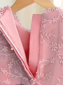 Girls' Pink Lace Tulle Dress, Flower Girl Dress For Weddings, Birthdays & Parties - Pink - View 9