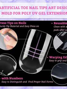 60pcs Polygel Toe Nail Extension Molds Full Cover Reusable Acrylic Nail Tips Dual Nail Forms For Toes DIY Manicure Nails Tool