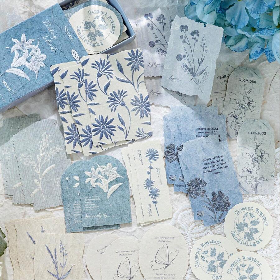MOCARD 1 Box Of 30pcs Assorted Embossed Floral Pattern Stickers, Personalized Trash Diary Aesthetic Collage Card Materials, Handmade, Handcraft Paper Art Scrapbooking Supplies, Office & School Stationery, Back To School Supplies - 1 box - View 1